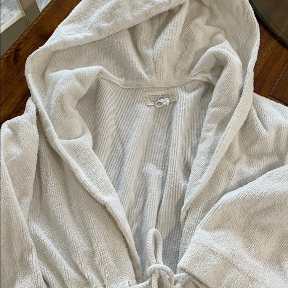 Vintage Victoria Secret Country white hooded spa shower robe sz  M/L 100% cotton - Picture 3 of 12
